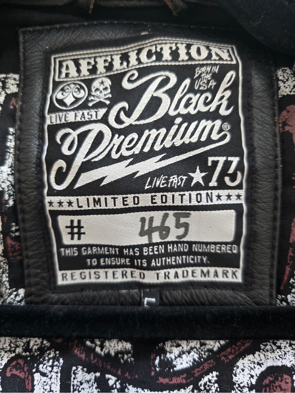 Affliction Dark Brown Embossed Leather Bomber Jacket. Limited Edition - Picture 4 of 15
